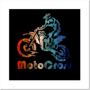 Retro MotoCross Vintage Grunge Dirt Bike Rider Gifts Posters and Art